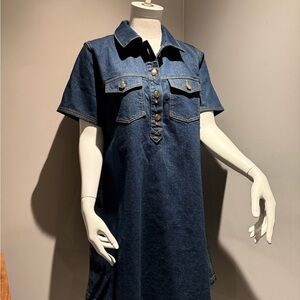 LOFT Dark Blue Denim Mini Dress